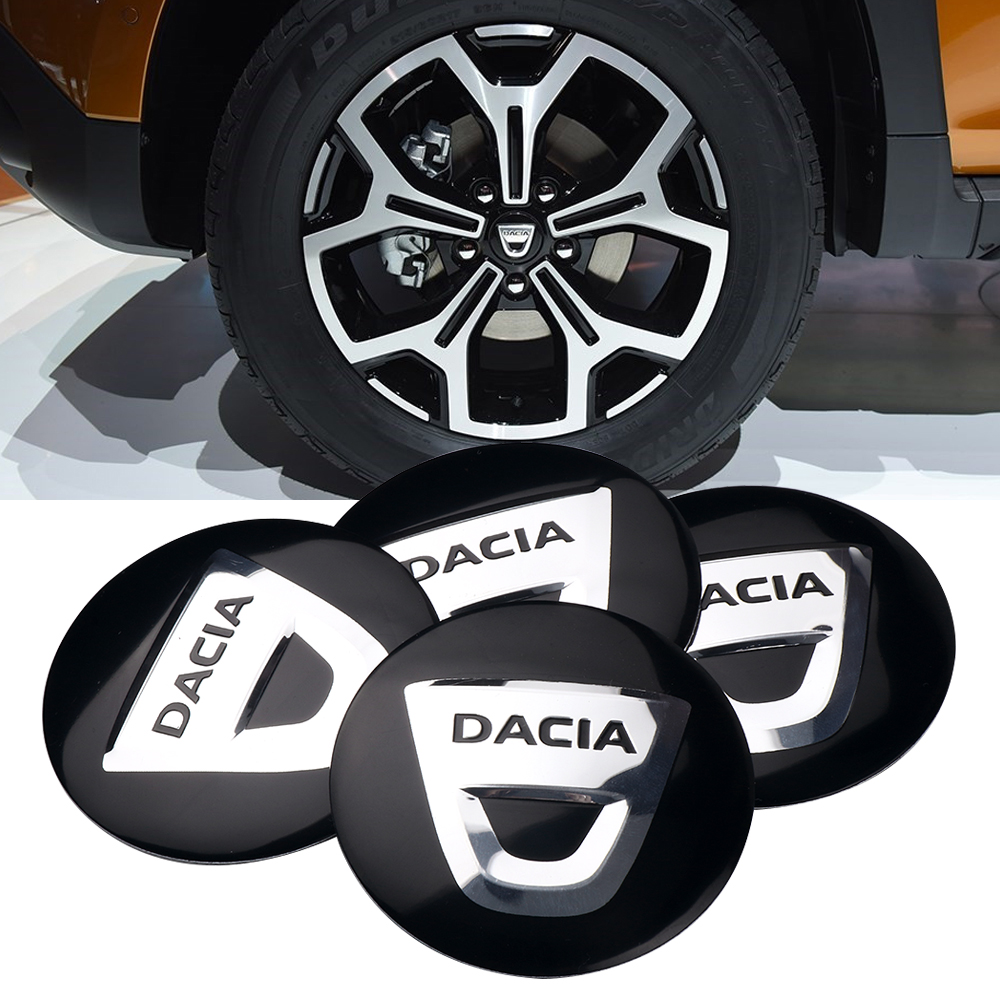 Tech Accessories Dacia - สติ๊กเกอร์ฝาครอบดุมล้อรถยนต์ 4 ชิ้น ขนาด 56/60 มม.