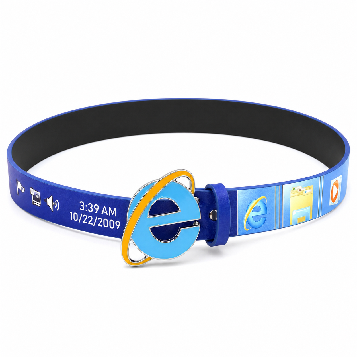 Y2K Tech Accessories - เข็มขัดมีมอินเทอร์เน็ตเอ็กซ์พลอเรอร์สไตล์วินเทจ Y2K ขนาด 110 ซม. เข็มขัดหนังสไตล์เทคแบบ