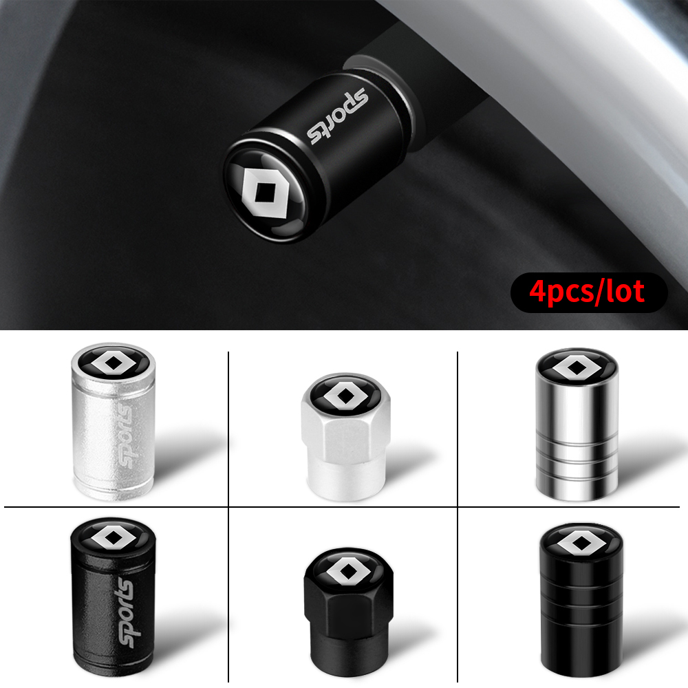 Tech Accessories Dacia - ฝาครอบวาล์วลมยางรถยนต์โลหะ 4 ชิ้น อุปกรณ์ปิดกันฝุ่นสำหรับ Renault DACIA