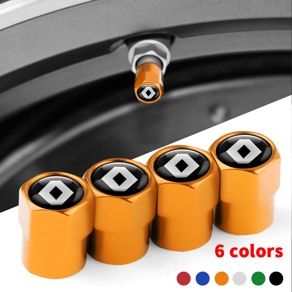 Tech Accessories Dacia - ฝาครอบวาล์วลมยางรถยนต์ 4 ชิ้น อุปกรณ์เสริมแบบขันเกลียว สำหรับ Renault