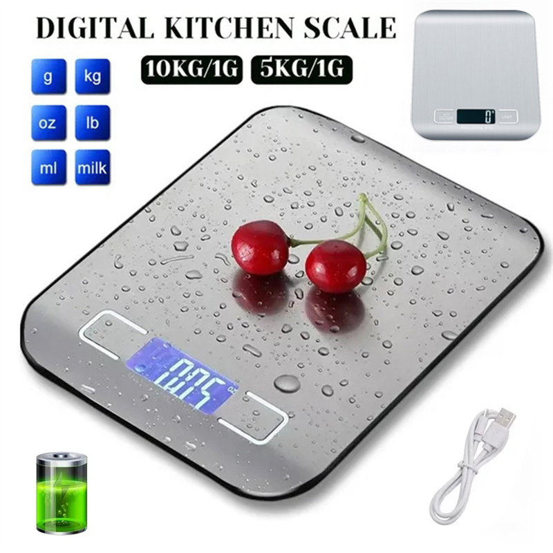 High Tech Kitchen Accessories - เครื่องชั่งดิจิตอลอิเล็กทรอนิกส์แบบพกพาพร้อมตัวจับเวลาจอแสดงผล LED ความแม่นยําสูงเครื่องมือวัดสมดุลน้ําหนักในครัวเรือน
