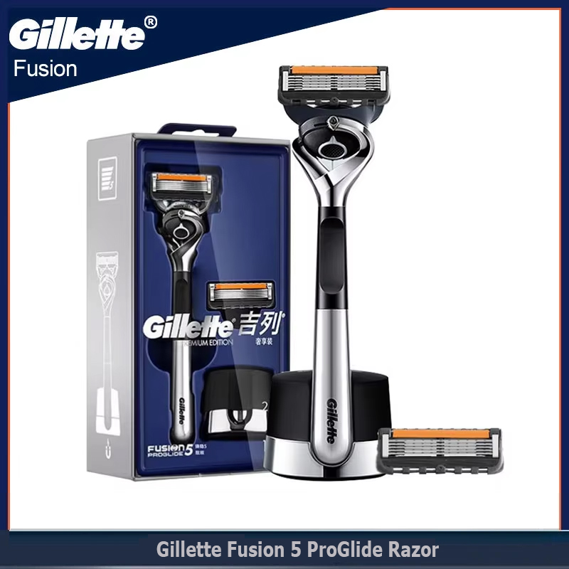 Tech Acc - มีดโกน Gillette ฟิวชั่น5โปรไกล์ฟิวชั่นพร้อมขาตั้งแมนจีติครุ่นพรีเมี่ยมลูกยางยืดหยุ่นเทค5ชั้นใบมีดบางพิเศษ