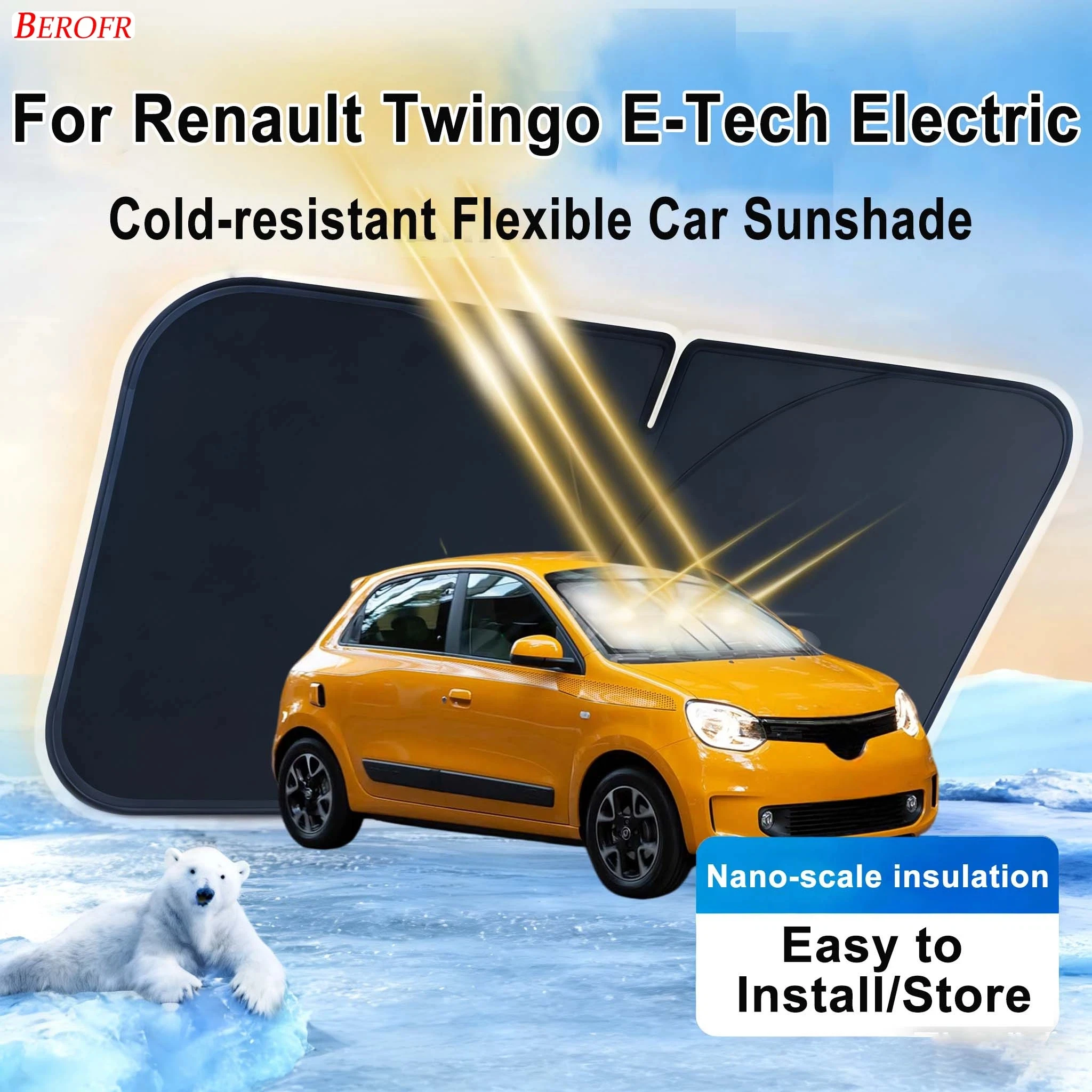 Tech Accessories For Car - สำหรับเรโนลต์ ทวิงโก อีเทค 2020-2026 กระจกรถยนต์ม่านบังแดดฝาครอบหน้าต่างด้านหน้าม่านบังแดดฉนวนกันความร้อนฤดูร้อนอุปกรณ์เสริมสำหรับรถยนต์