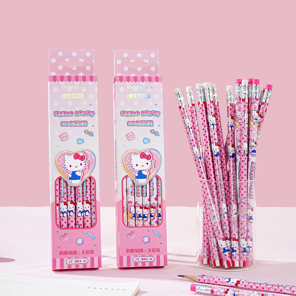 Tech Office Accessories - 12 ชิ้นของแท้ซานริโอ เฮลโล คิตตี้ HB ดินสอการ์ตูนเคที