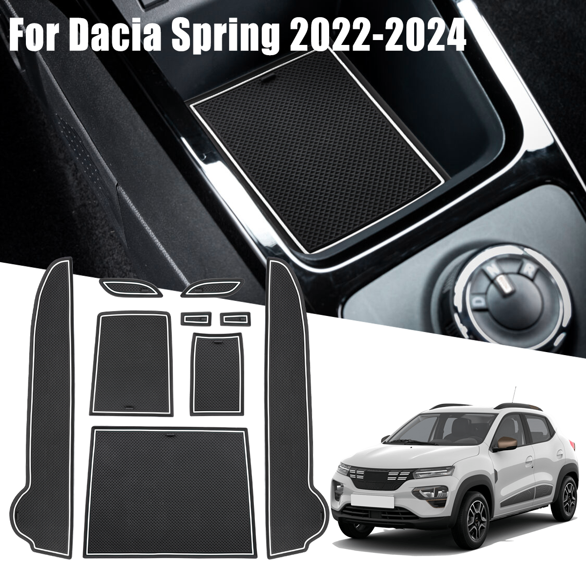 Tech Accessories Dacia - แผ่นรอง2022ไฟฟ้าสำหรับ Dacia สปริง2024 2023ประตูรถยนต์แผ่นกันลื่นแผ่นรองช่องสำหรับ Renault Kwid