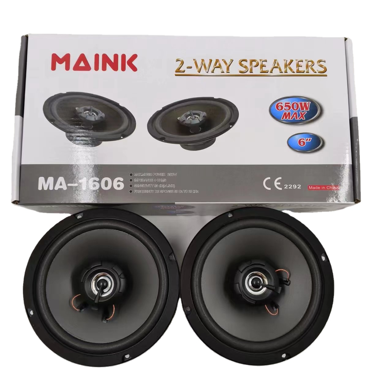 Tech Accessories Speaker - 6 นิ้วขนาดเต็มลําโพงโคแอกเชียลพร้อมแตรเหล็กเครื่องเสียงรถยนต์ควบคุมเครื่องขยายเสียงชุด 1606 Tech อุปกรณ์เสริม (1