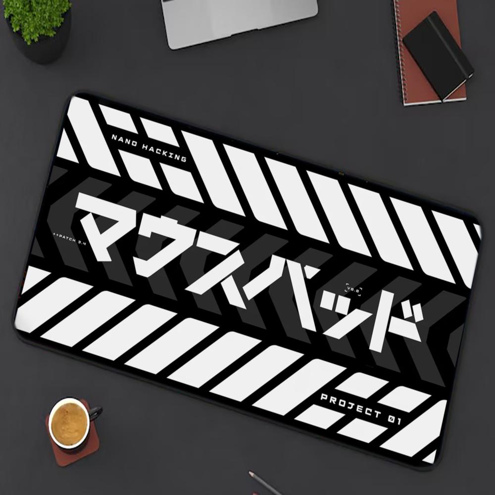 Japanese Tech Accessories - แผ่นรองเมาส์ขนาดใหญ่สไตล์ญี่ปุ่น คาตาคานะ สำหรับเกมเมอร์ แผ่นรองโต๊ะขนาดใหญ่พิเศษ ขอบเย็บอย่างดี อุปกรณ์เสริมคอมพิวเตอร์ตั้งโต๊ะ