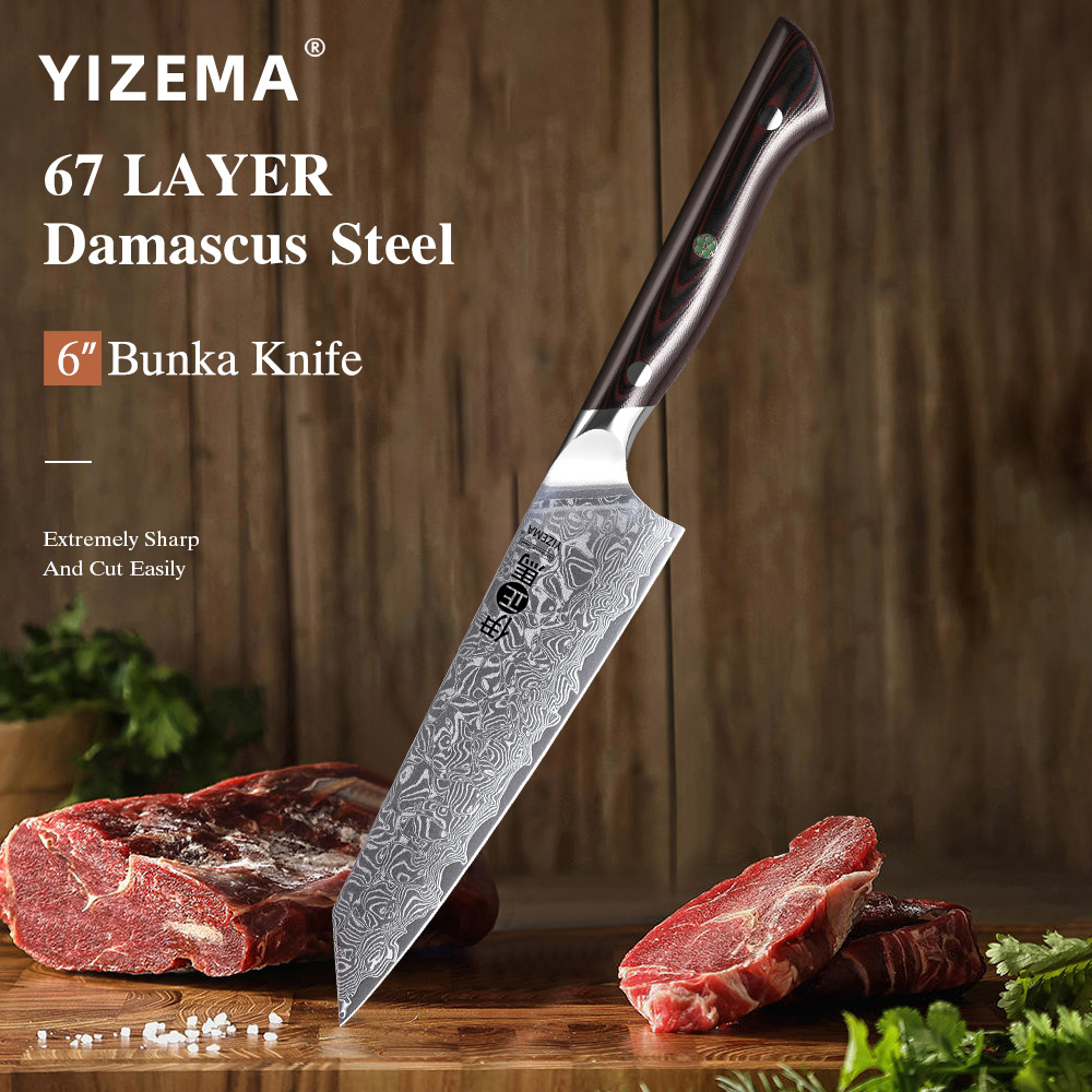 High Tech Kitchen Accessories - มีดบุนกะ YIZEMA 6 นิ้ว คุณภาพสูง เหล็กดามัสกัสญี่ปุ่น
