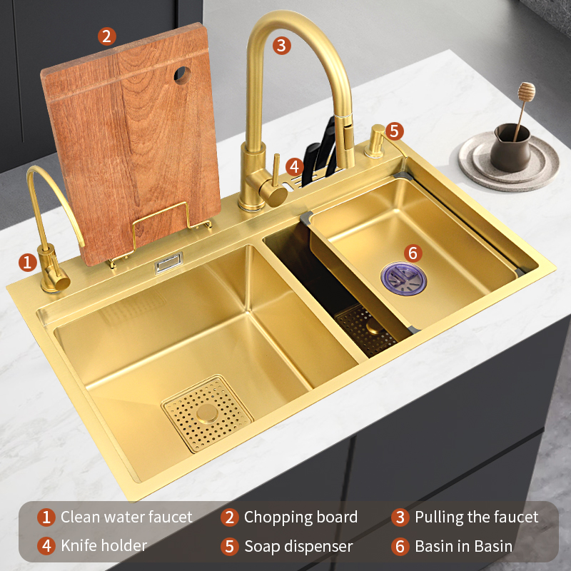 อ่างล้างจานครัวทันสมัยแบบสองหล - High Tech Kitchen Accessories บทวิจารณ์และราคา