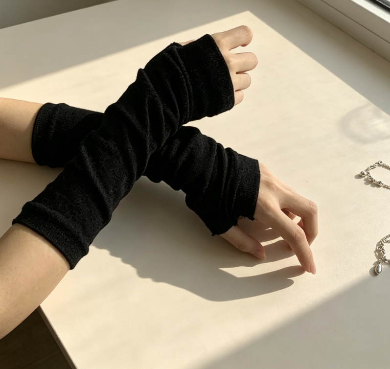 ปลอกแขนถักนิตติ้งสีดำแบบไม่มีน - Y2K Tech Accessories บทวิจารณ์และราคา